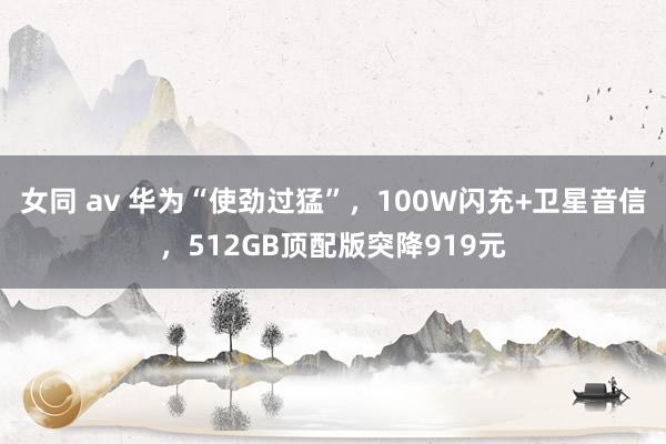 女同 av 华为“使劲过猛”，100W闪充+卫星音信，512GB顶配版突降919元