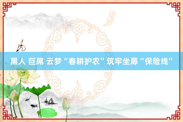 黑人 巨屌 云梦“春耕护农”筑牢坐蓐“保险线”
