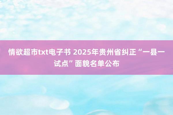 情欲超市txt电子书 2025年贵州省纠正“一县一试点”面貌名单公布